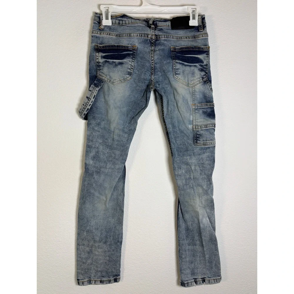 Evolution In Design Shuttle Distressed Carpenter Jeans Boys Size 14 Acid Wash